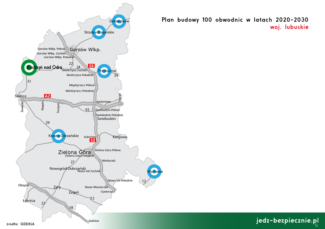 Polskie drogi – Budowa 100 obwodnic – Kostrzyń nad Odrą, województwo lubuskie